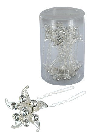 Stone Hair Pin 20/jar Silver - jar flower