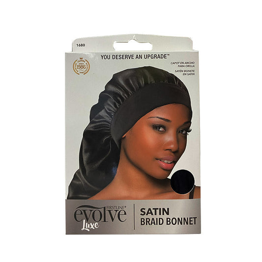FIRSTLINE EVOLVE® SATIN WIDE-EDGE BONNET, BLACK #1680