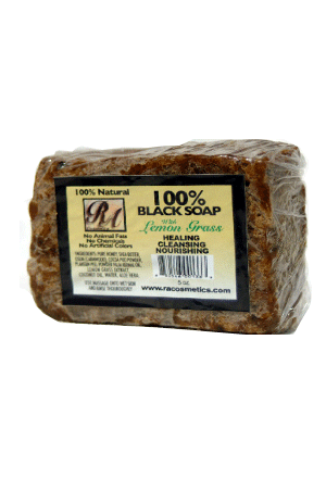 RA Cosmetics 100% Black Soap Bar w/ Lemon Grass 5oz