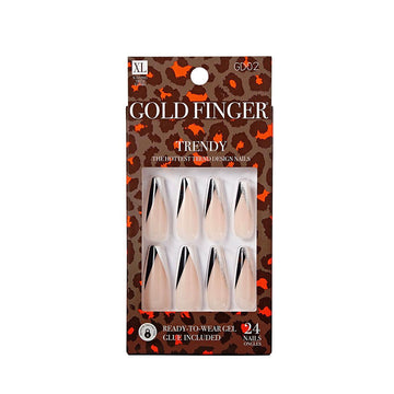 KISS GOLD FINGER DESIGN NAILS -GD02