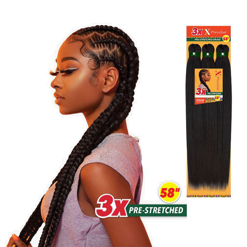 SENSATIONNEL SYNTHETIC AFRICAN COLLECTION X-PRESSION 3X VOLUME PRE-STRETCHED BRAID 58"