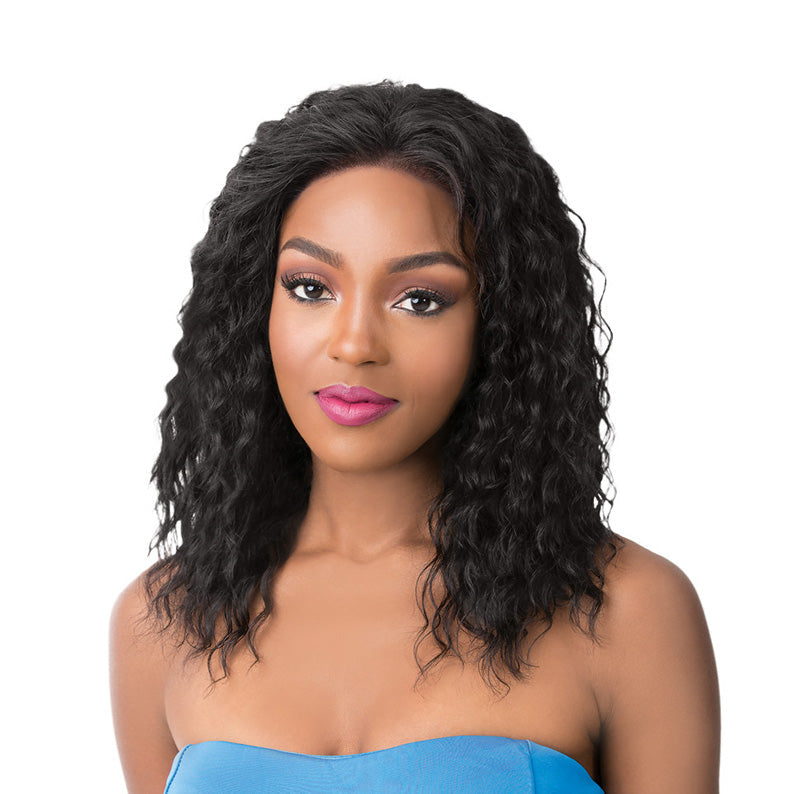 IT'S A Wig Human Hair Salon Remi Swiss Lace Front Wig WET N WAVY French Deep Water