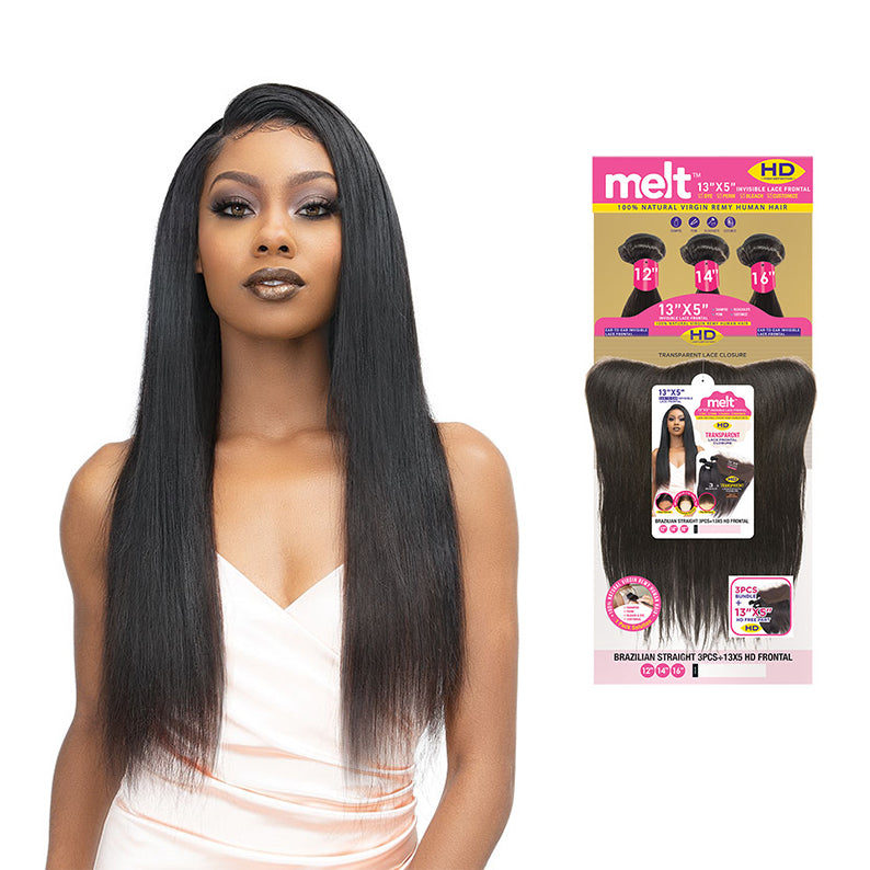 JANET Collection 100% Virgin Remy Human Hair Weave 3Pcs & 13X5 HD Lace Closure - BRAZILIAN STRAIGHT